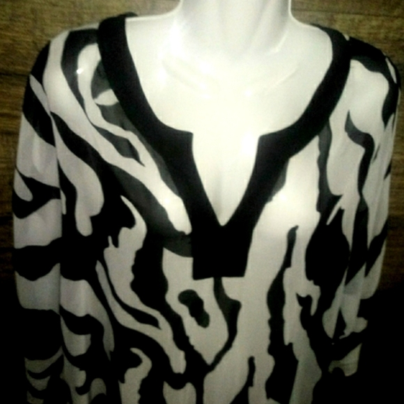 Elements Top Size XL Zebra Sheer Dolman Tunic NWOT - Picture 5 of 12